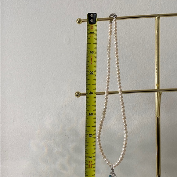 Elegant Pearl Bracelet with Blue Gemstone choker - Picture 7 of 7